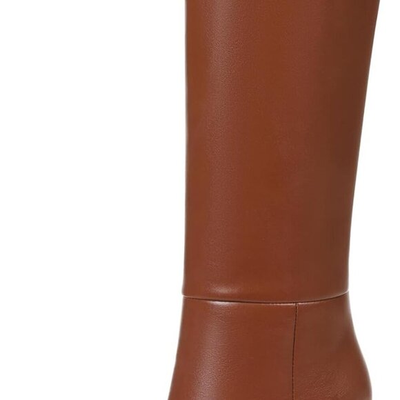 Women's Microfiber Knee High Boots Wide Calf Chunky Heel Pointed Toe Zipper